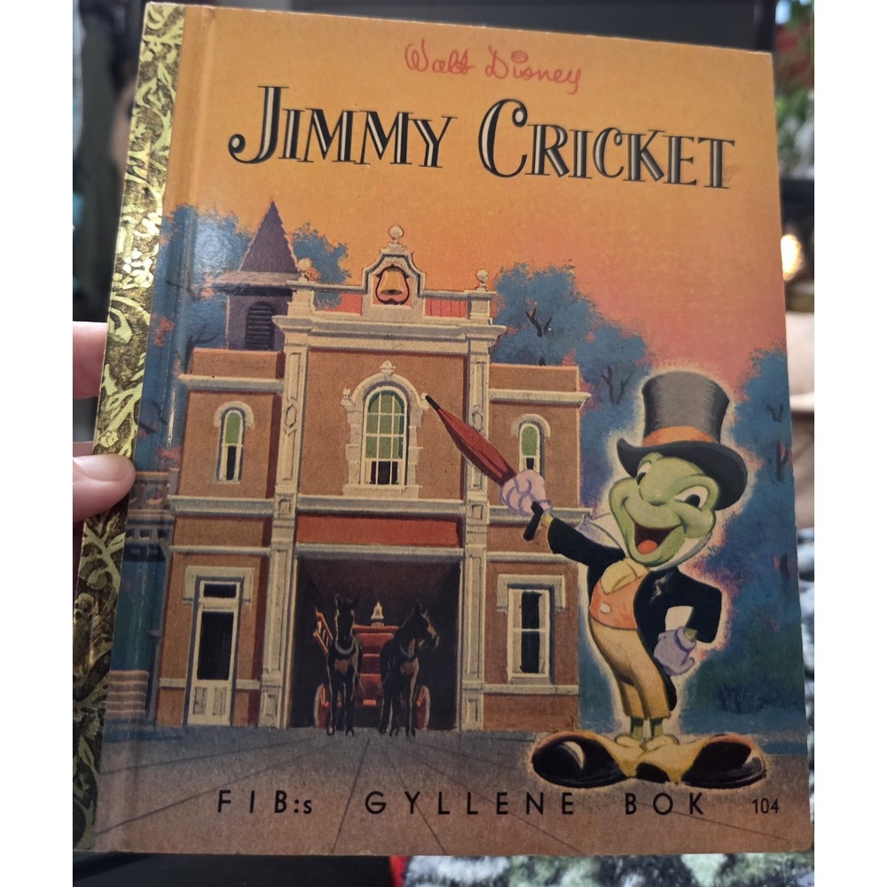 1956 Vintage Disney in Swedish-Jiminy Cricket Little Golden Book #104 FiB